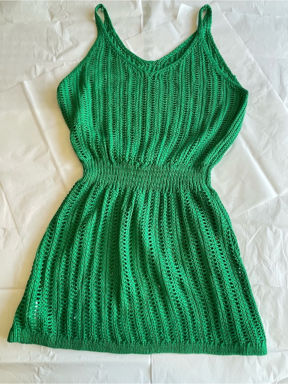 Cupshe Emerald Green Crochet Knit Sundress / Beach Cover up